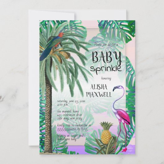 Tropisch Paradise Greenery Boho Baby Sprinkle Kaart (Voorkant)