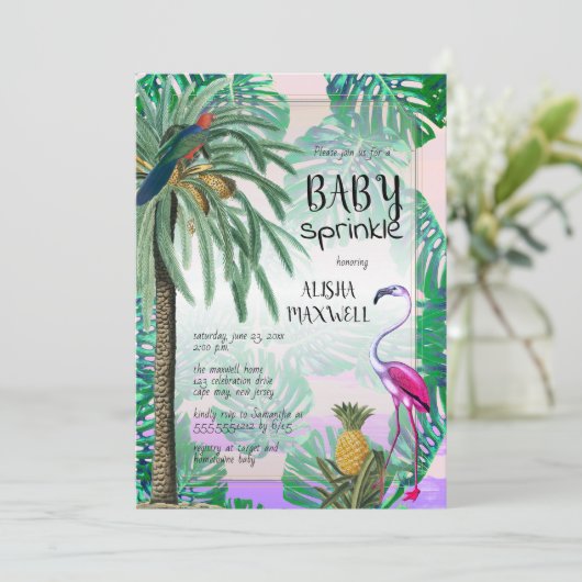 Tropisch Paradise Greenery Boho Baby Sprinkle Kaart (Staand voorkant)