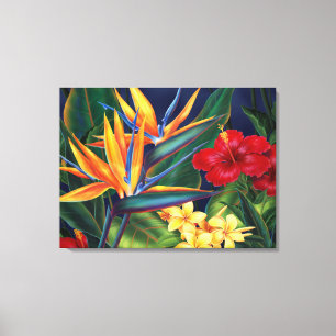 Tropisch paradise Hawaiian 3-paneldoek Canvas Afdruk