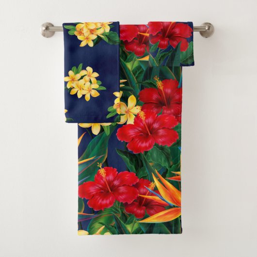 Tropisch paradise Hawaiian Floral Coordinates Bad Handdoek (Insitu)