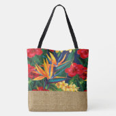 Tropisch Paradise Hawaiian Floral Faux Appliqué Tote Bag (Achterkant)