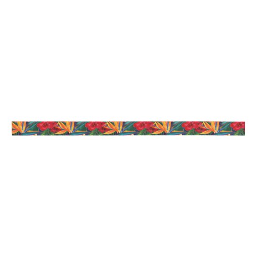 Tropisch Paradise Hawaiian Floral Grosgrain Lint (Voorkant)
