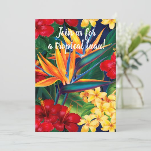 Tropisch Paradise Hawaiian Floral Luau Kaart (Staand voorkant)