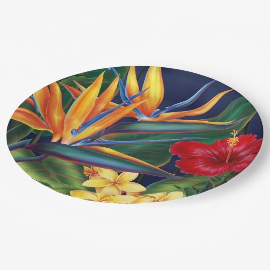 Tropisch Paradise Hawaiian Floral Papieren Bordje (Gekanteld)