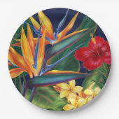 Tropisch Paradise Hawaiian Floral Papieren Bordje (Voorkant)