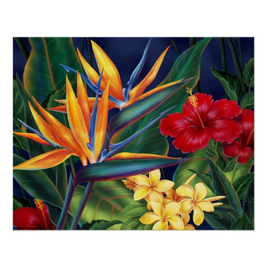 Tropisch paradise hawaiian Floral Posters (Voorkant)
