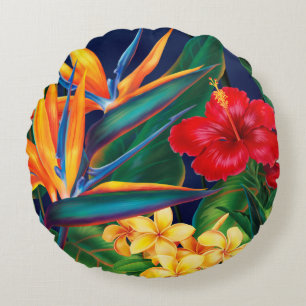 Tropisch Paradise Hawaiian Floral Rond Kussen