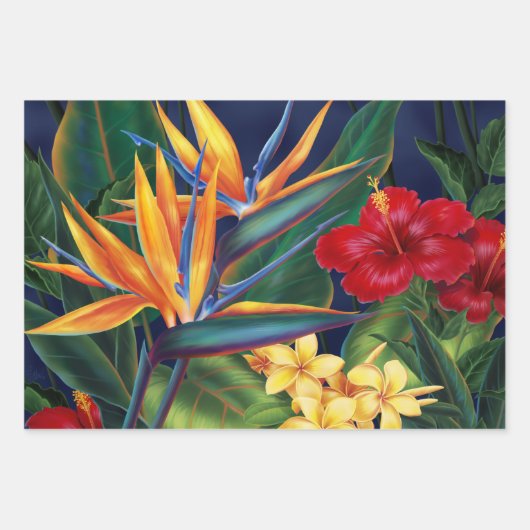 Tropisch paradise Hawaiian Floral Trio Inpakpapier Vel (Voorkant 3)