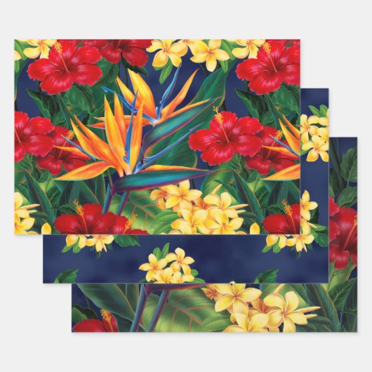 Tropisch paradise Hawaiian Floral Trio Inpakpapier Vel (Set)