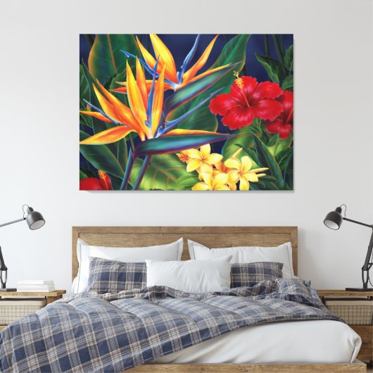 Tropisch paradise Hawaiian Large Wrapped Canvas (Insitu (Slaapkamer))
