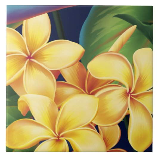 Tropisch paradise Hawaiian Plumeria Tegels & Trive Tegeltje (Voorkant)