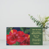 Tropisch paradise Hibiscus Invite & Fotokaart (Staand voorkant)