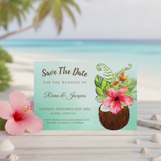 Tropisch paradise kokosnoot Floral Bouquet Wedding Save The Date