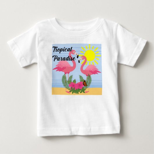 Tropisch Paradise Pink Flamingo - Baby Fine Jersey (Voorkant)