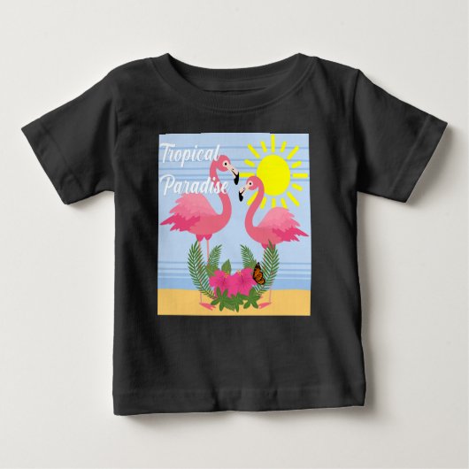 Tropisch Paradise Pink Flamingo - Baby Fine Jersey (Voorkant)