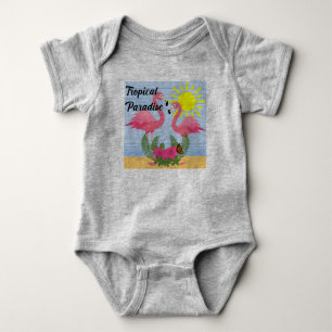 Tropisch Paradise Pink Flamingo - Baby Jersey Body Romper