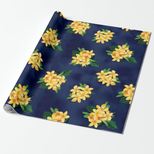 Tropisch Paradise Plumeria Hawaiian Cadeaupapier (Uitgerold)