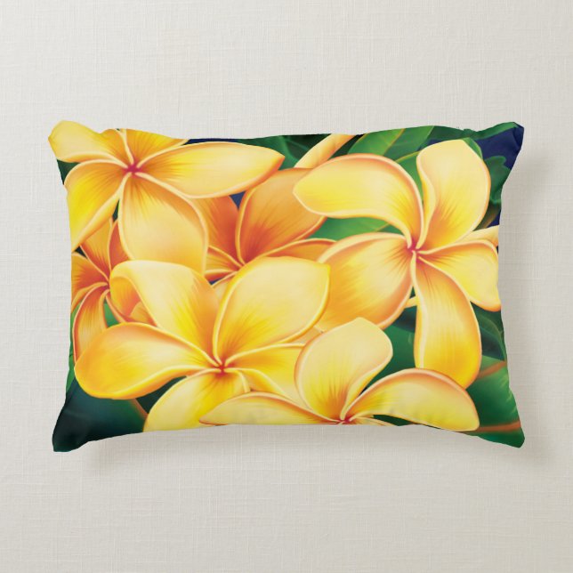 Tropisch Paradise Plumeria Hawaiian Decoratief Kussen (Voorkant)