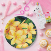 Tropisch Paradise Plumeria Hawaiian Papieren Bordje (Feest)