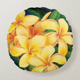 Tropisch Paradise Plumeria Hawaiian Rond Kussen