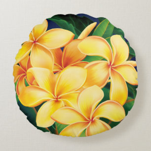 Tropisch Paradise Plumeria Hawaiian Rond Kussen