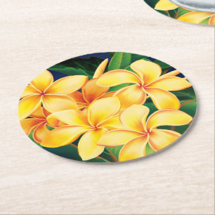 Tropisch Paradise Plumeria Hawaiian Ronde Kartonnen Onderzetter