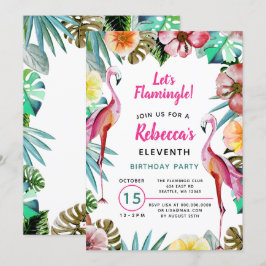 Tropisch paradise roze flamingo Birthday Kaart