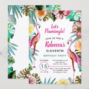Tropisch paradise roze flamingo Birthday Kaart