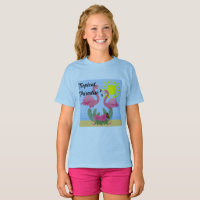 Tropisch paradise roze flamingo - Meisjes' Basic T