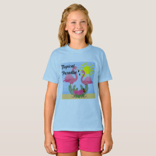 Tropisch paradise roze flamingo - Meisjes' Basic T T-shirt