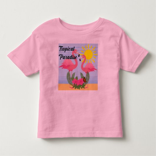 Tropisch paradise roze flamingo - Toddler Fine Jer Kinder Shirts (Voorkant)