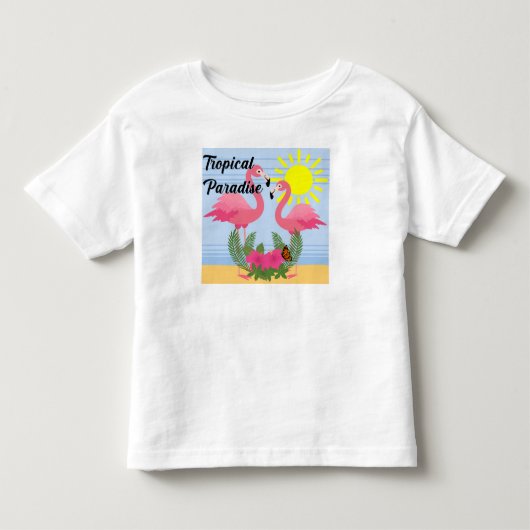 Tropisch paradise roze flamingo - Toddler Fine Jer Kinder Shirts (Voorkant)