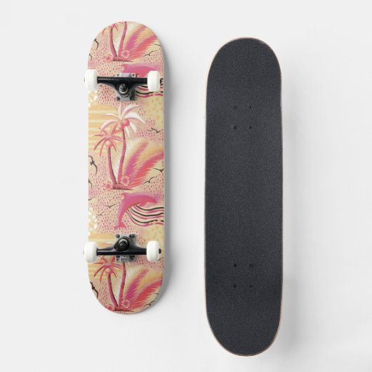 Tropisch paradise roze skateboard (Voorkant)