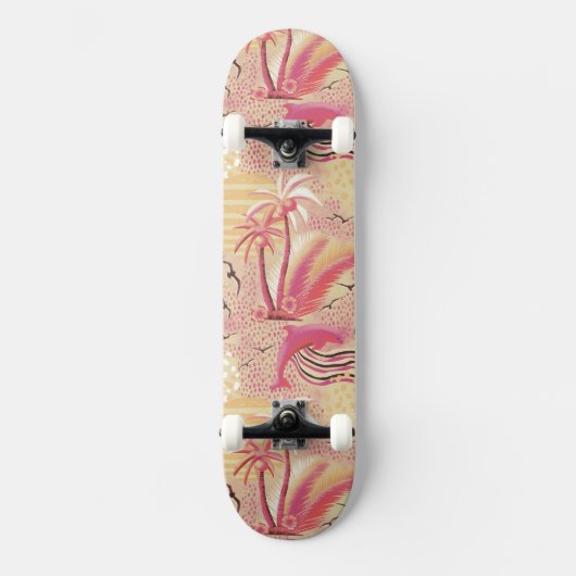 Tropisch paradise roze skateboard (Voorkant)