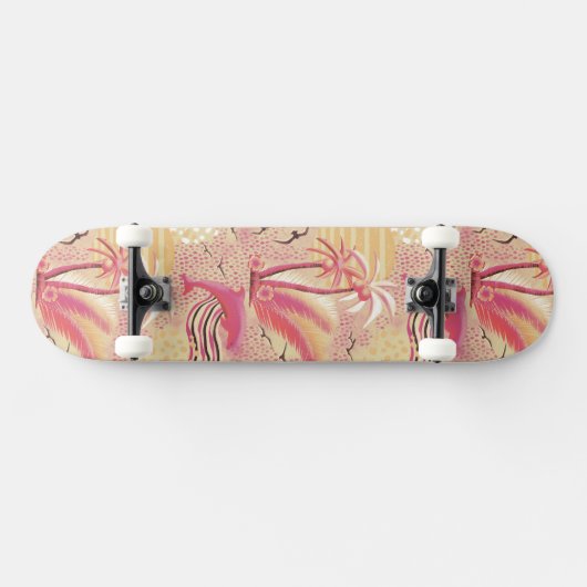 Tropisch paradise roze skateboard (Horizontaal)