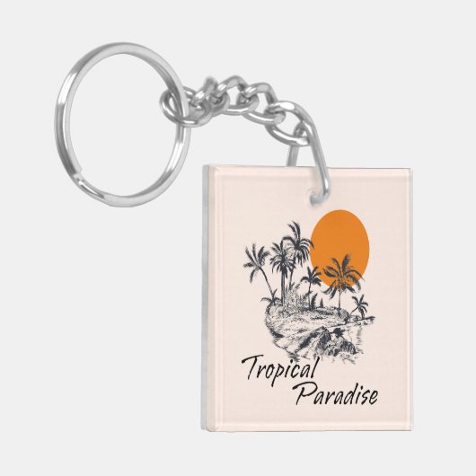 Tropisch Paradiseeiland Sleutelhanger (Voorkant Links)