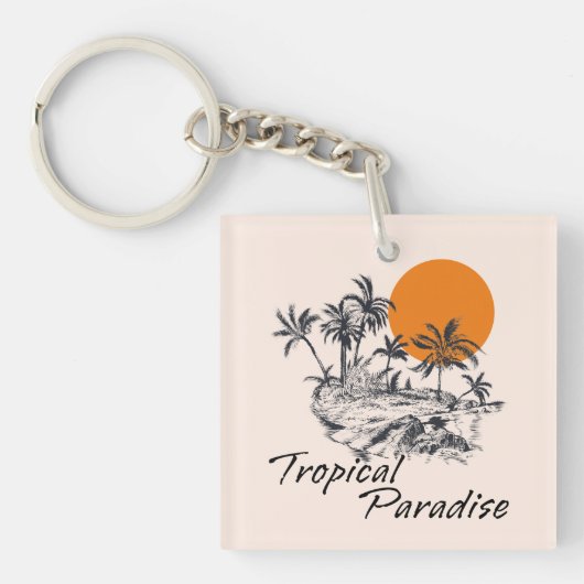 Tropisch Paradiseeiland Sleutelhanger (Voorkant)
