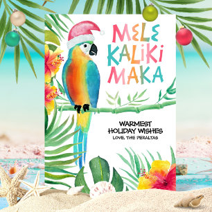 Tropisch Parrot Santa Mele Kalikimaka Hawaiian Feestdagenkaart