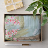 Tropisch Pastel Oceaanszicht Roze Flamingo Decoupa Tissuepapier (Geschenk)