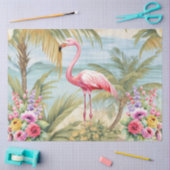 Tropisch Pastel Oceaanszicht Roze Flamingo Decoupa Tissuepapier (Craft)
