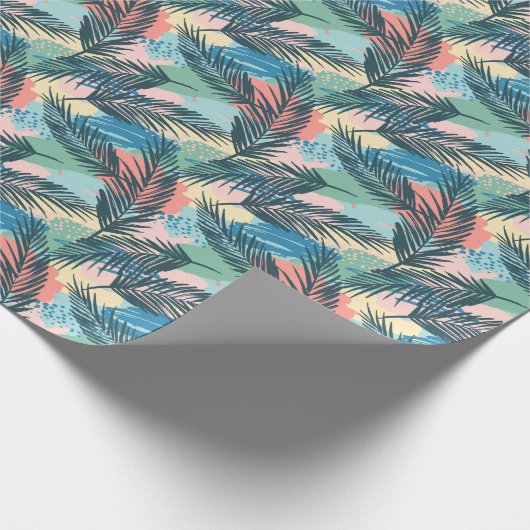 Tropisch pastelbladpatroon cadeaupapier (Hoek)