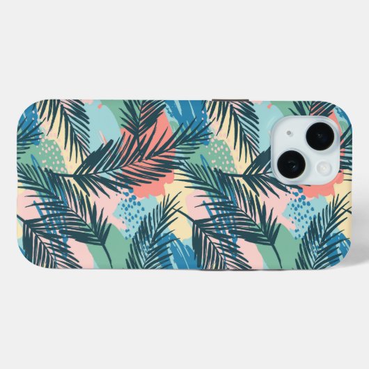 Tropisch pastelbladpatroon Case-Mate iPhone case (Achterkant (horizontaal))