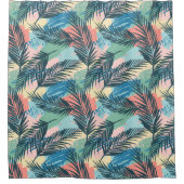 Tropisch pastelbladpatroon douchegordijn (Voorkant)