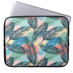 Tropisch pastelbladpatroon laptop sleeve