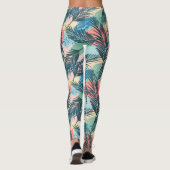 Tropisch pastelbladpatroon leggings (Achterkant)