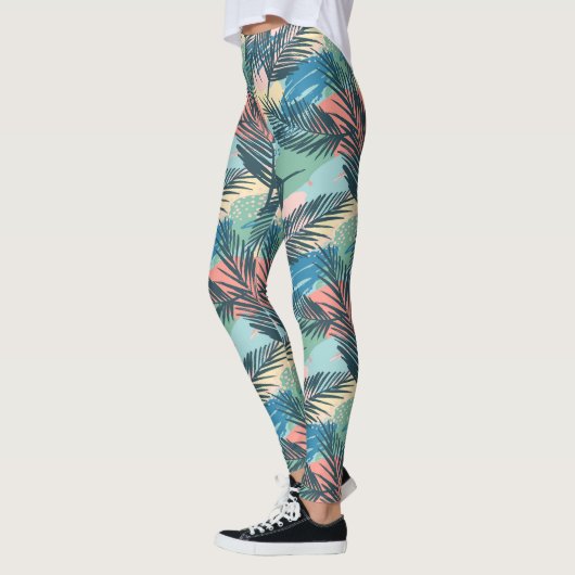 Tropisch pastelbladpatroon leggings (Links)