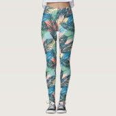Tropisch pastelbladpatroon leggings (Voorkant)