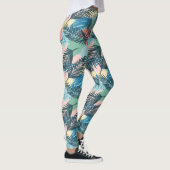Tropisch pastelbladpatroon leggings (Rechts)