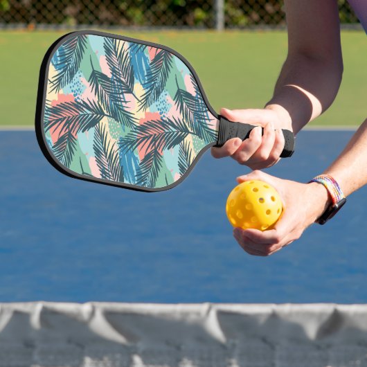 Tropisch pastelbladpatroon pickleball paddle (Insitu)