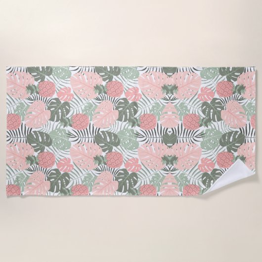 Tropisch pastelkleurig  strandlaken (Voorkant)